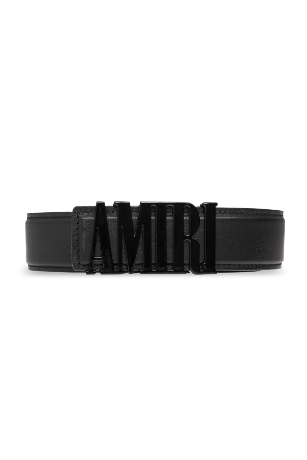 Black Leather belt with logo Amiri - SchaferandweinerShops